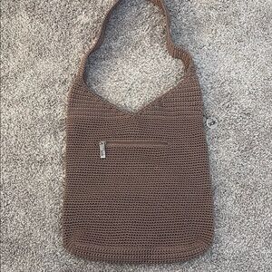 The Sak Taupe Crochet Shoulder Bag